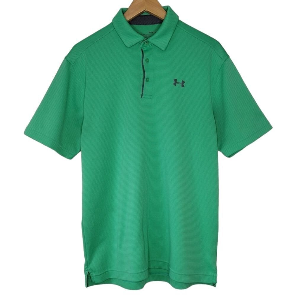 Under Armour Men's Sz M Green Loose Fit Heat Gear Polo Shirt